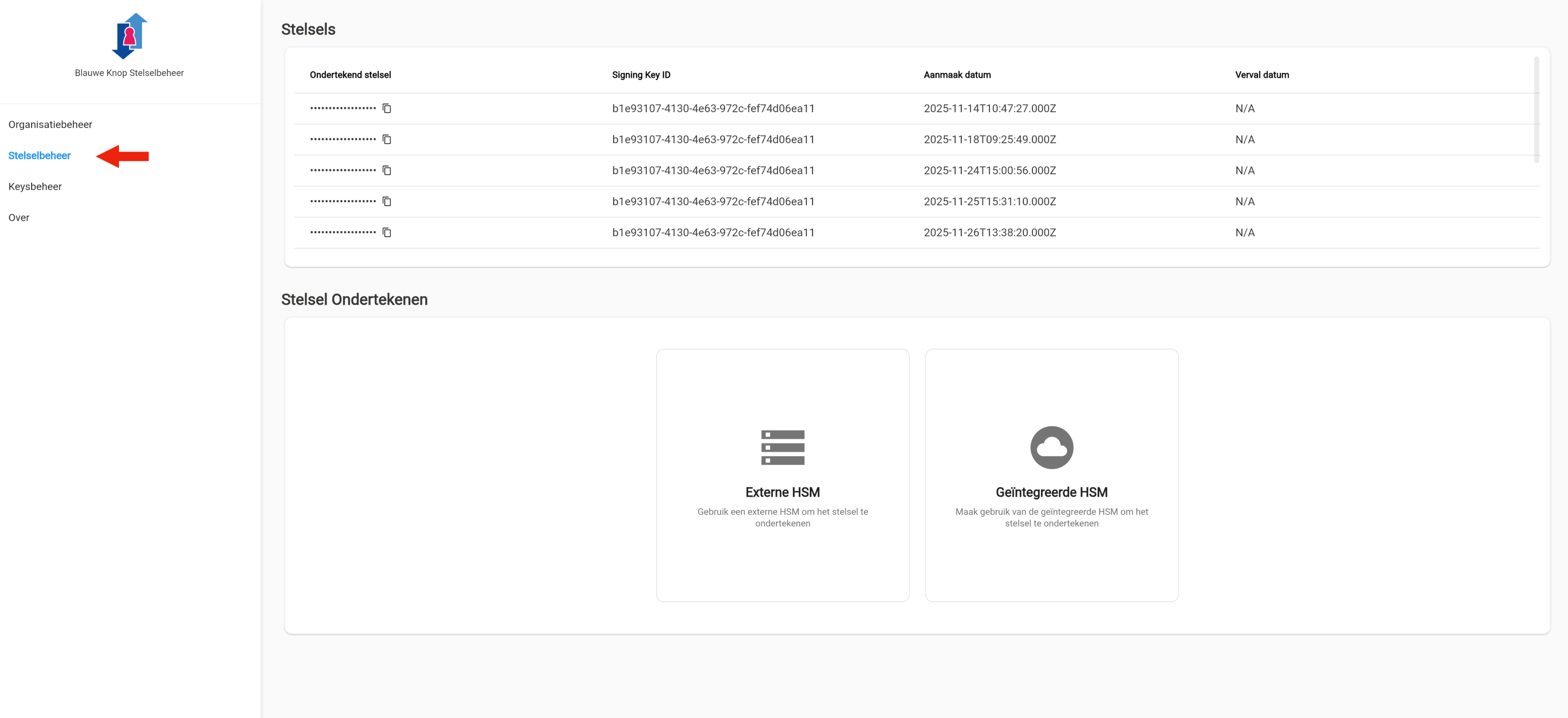 Scherm stelselbeheer